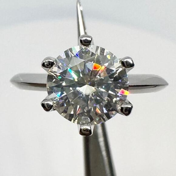 Moissanite Diamond Engagement Ring 2 Ct GRA Round Cut Wedding Jewelry 18K Size 9 - Picture 2 of 12